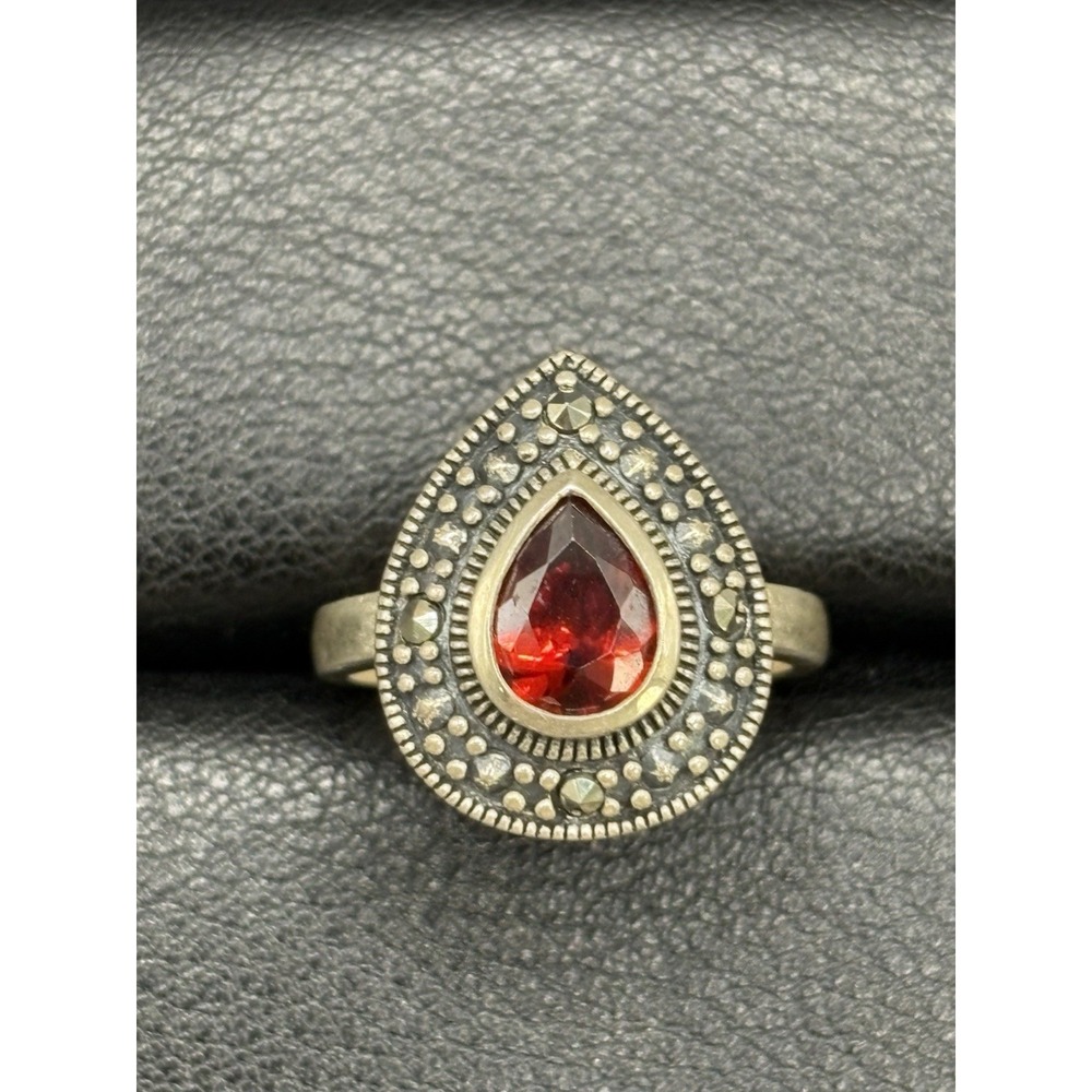 Vintage Ross Simons Sterling Silver Red Cubic Zirconia Ring Size 7 4 Grams E20
